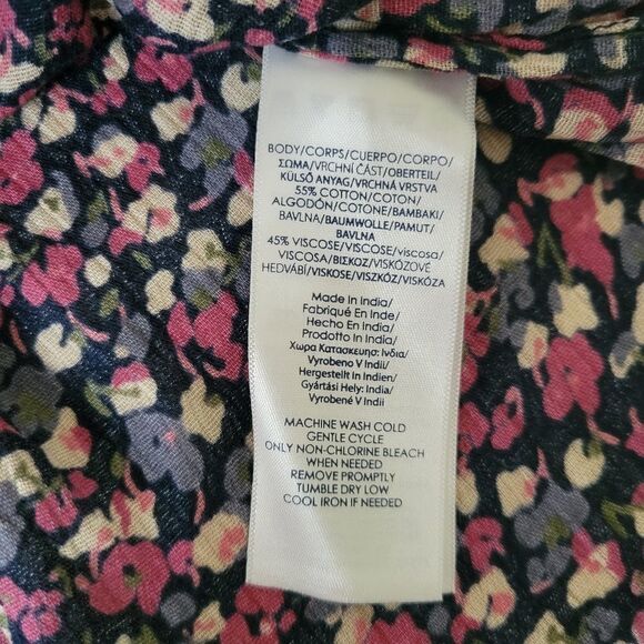 Chaps Boho Floral Print Peasant Top - Picture 14 of 15